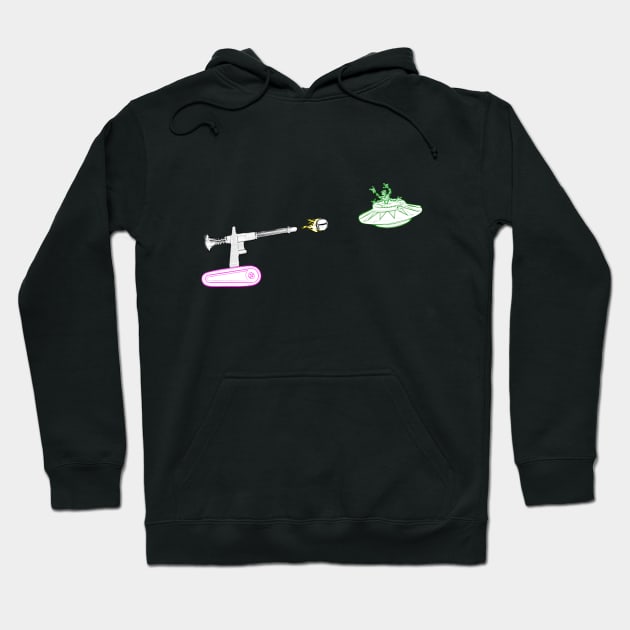 Tank vs UFO, Pinball War Hoodie by Uwantmytees